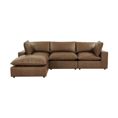Ines Castaigne 4-Piece Brown Leather Modular Sectional - image 3