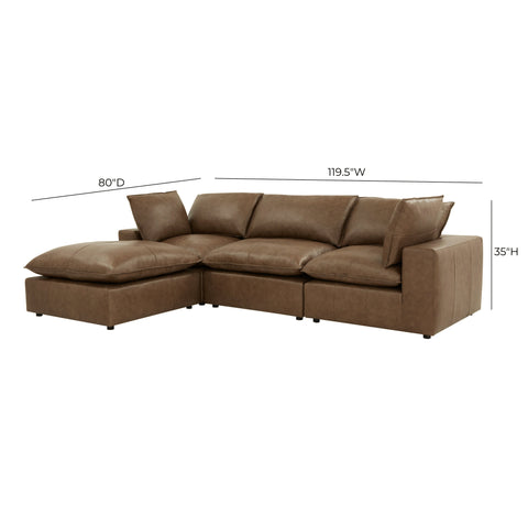 Ines Castaigne 4-Piece Brown Leather Modular Sectional - image 6