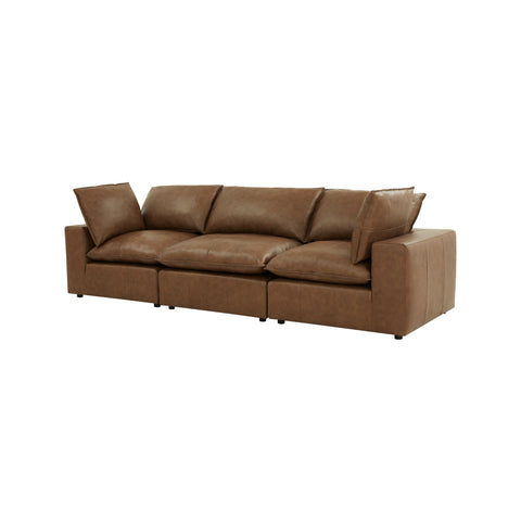 Ines Castaigne 120" Brown Leather Modular Sofa - image 3