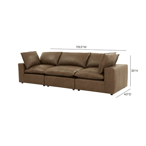 Ines Castaigne 120" Brown Leather Modular Sofa - image 6