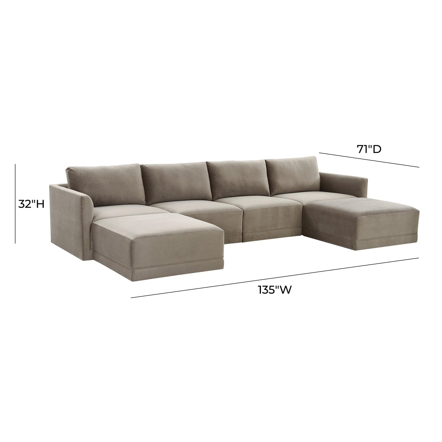 bree taupe modular u sectional