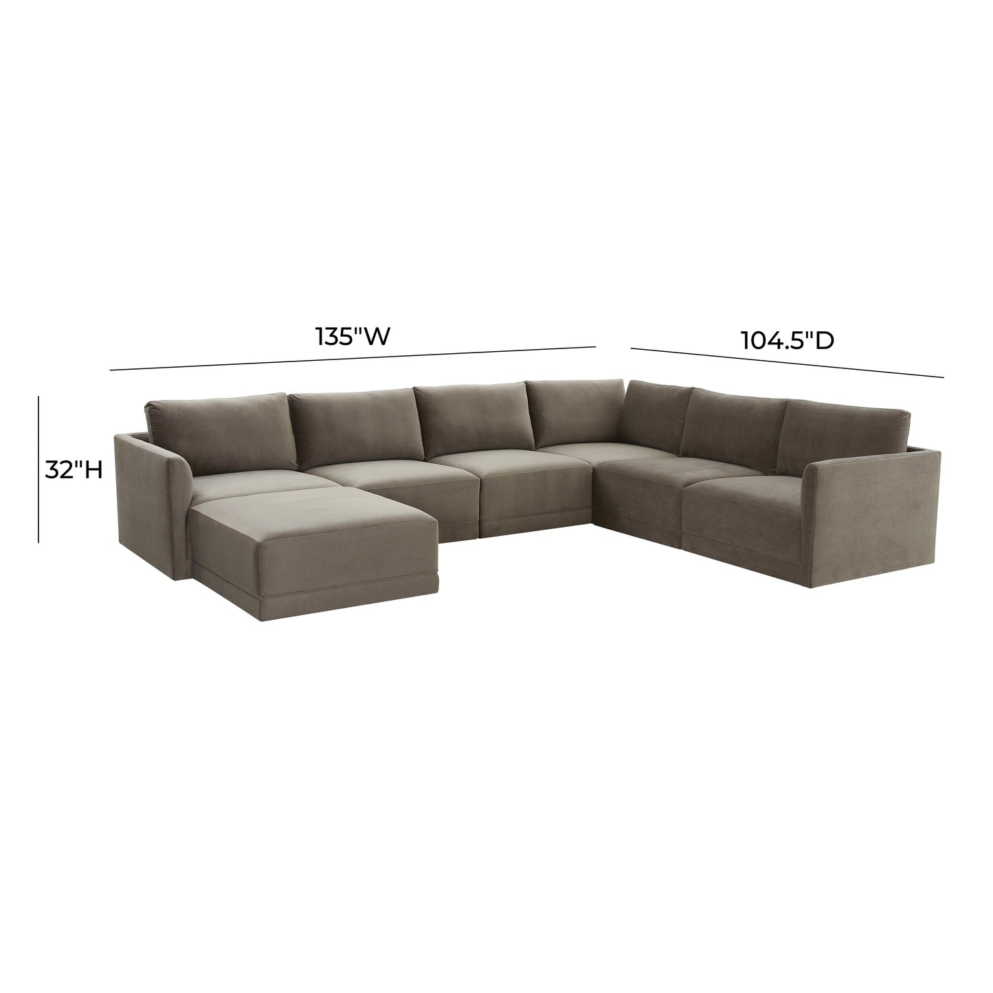 bree taupe modular large chaise sectional