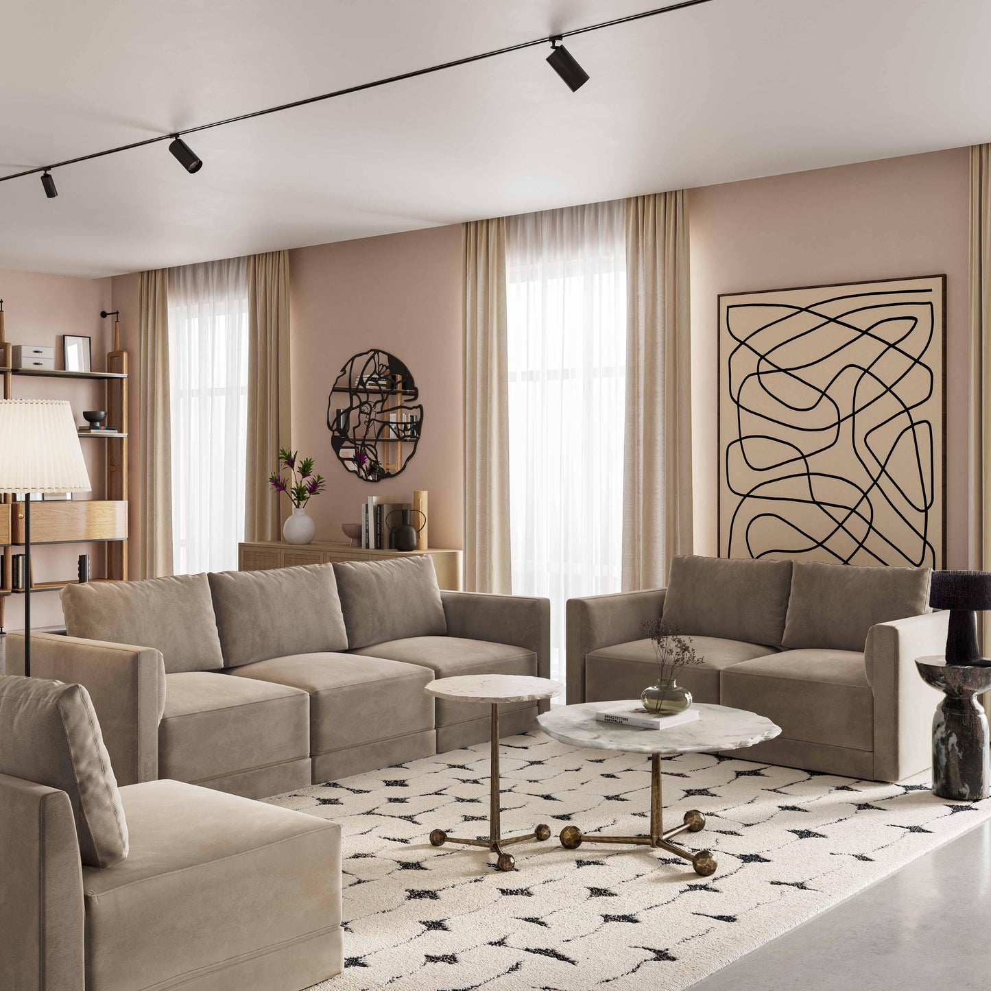 bree taupe modular sofa