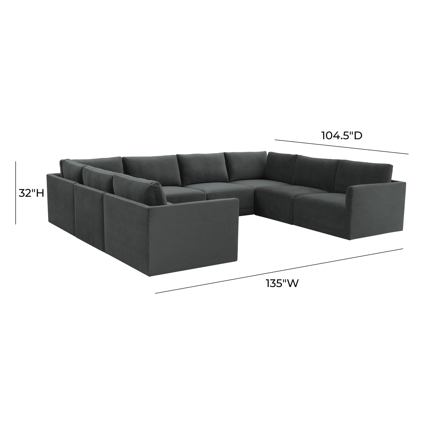 bree charcoal modular large u sectional