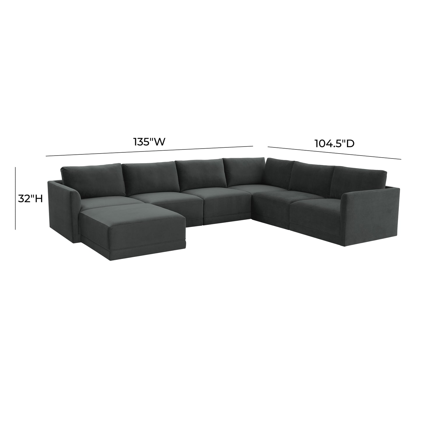 bree charcoal modular large chaise sectional