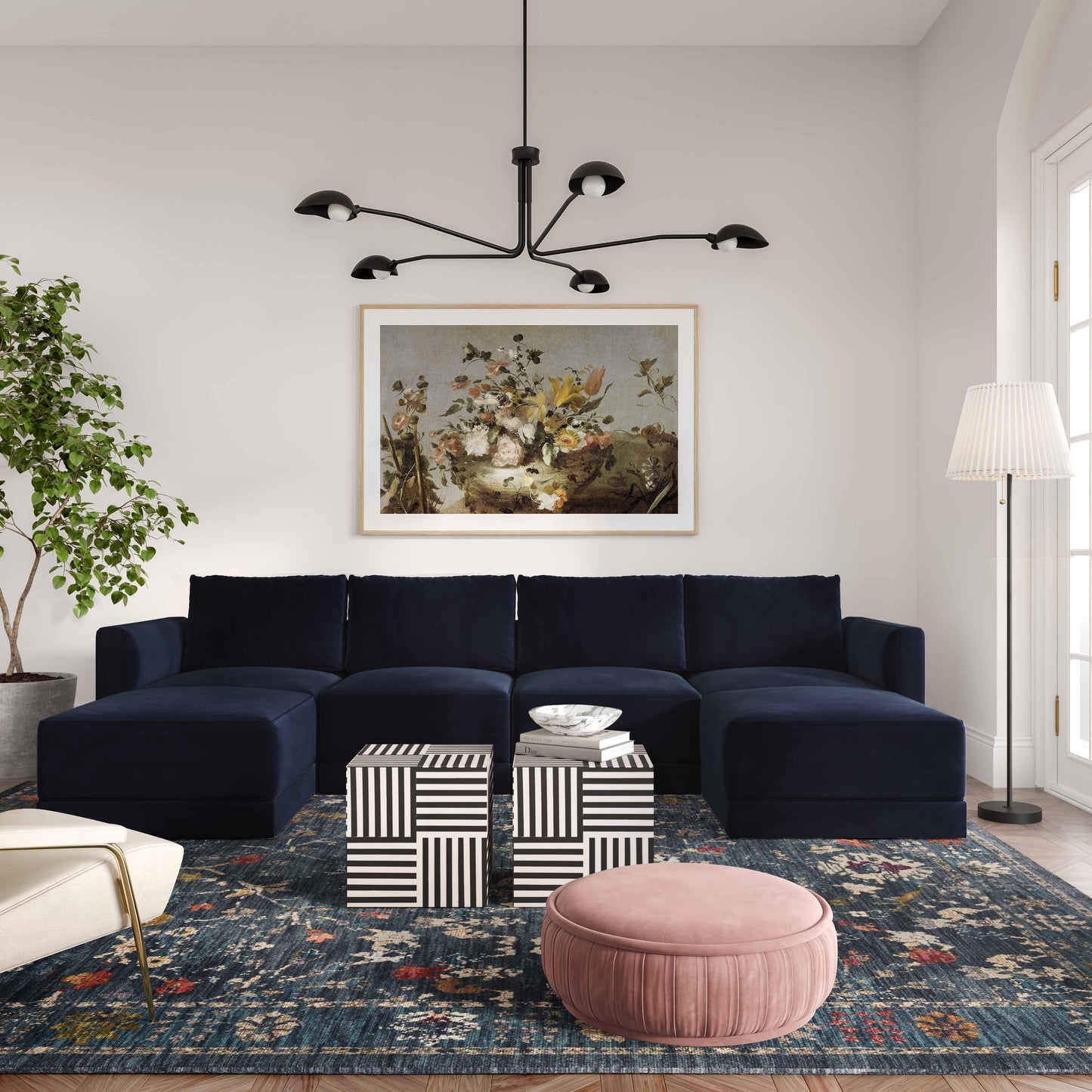 bree navy modular u sectional