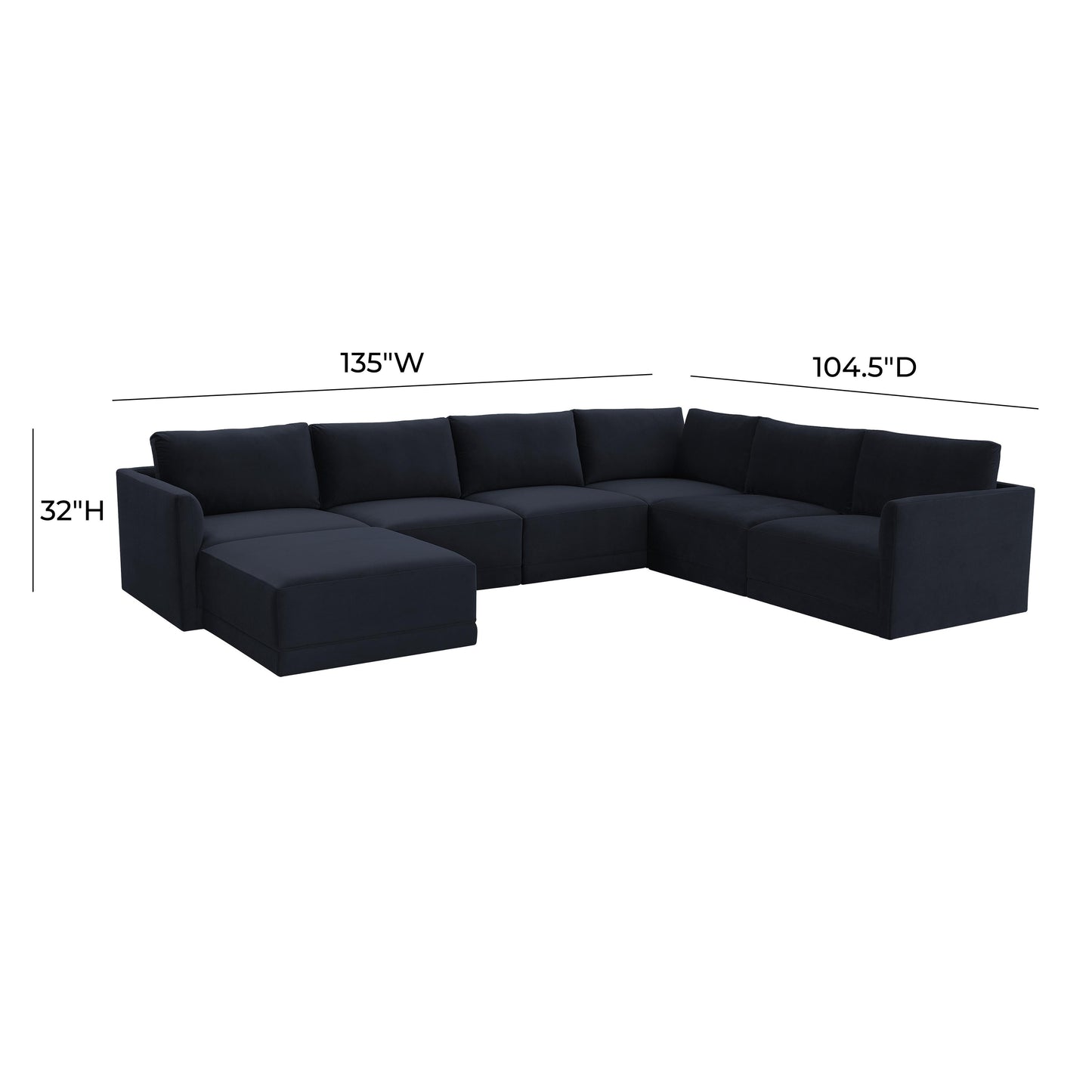 bree navy modular large chaise sectional