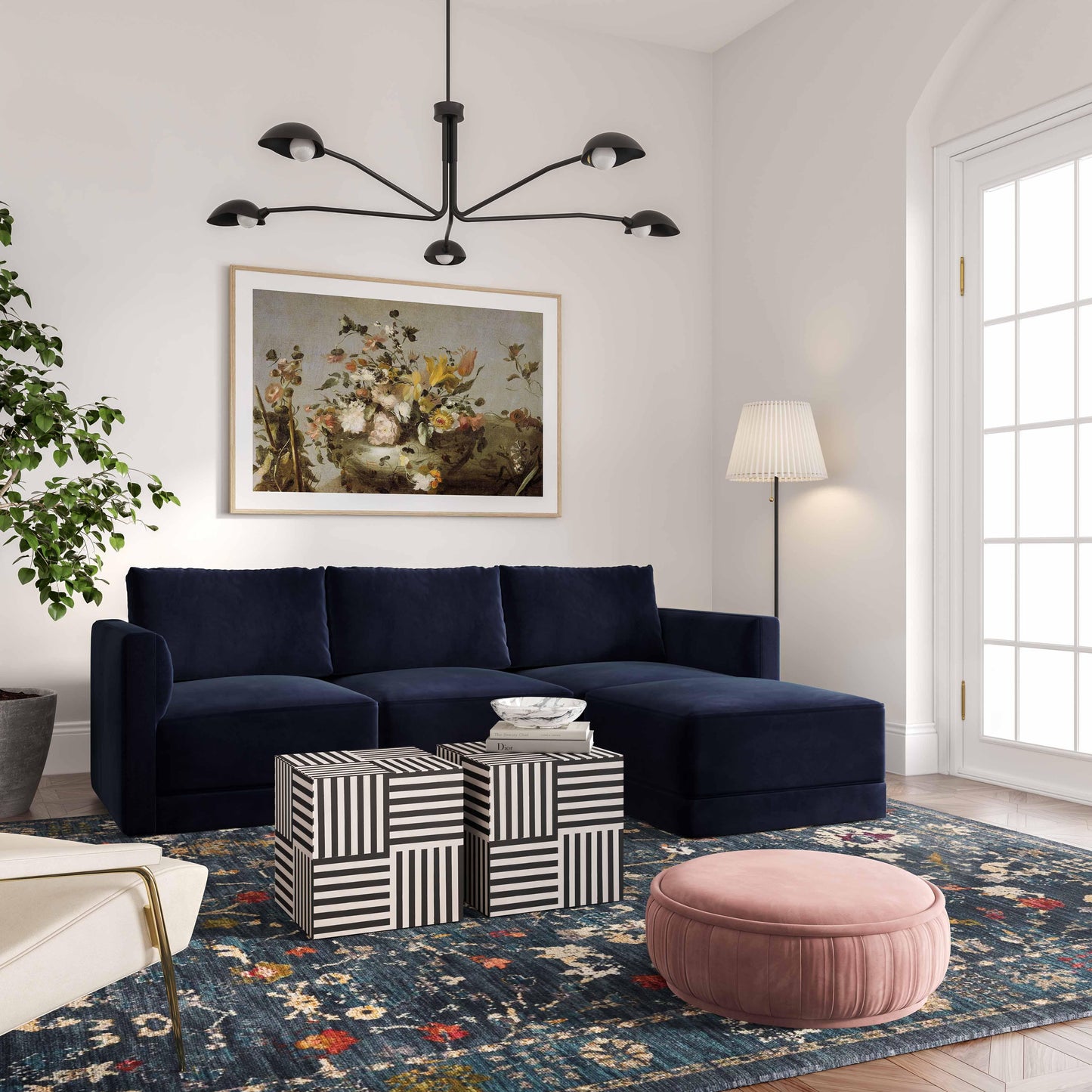 bree navy ottoman