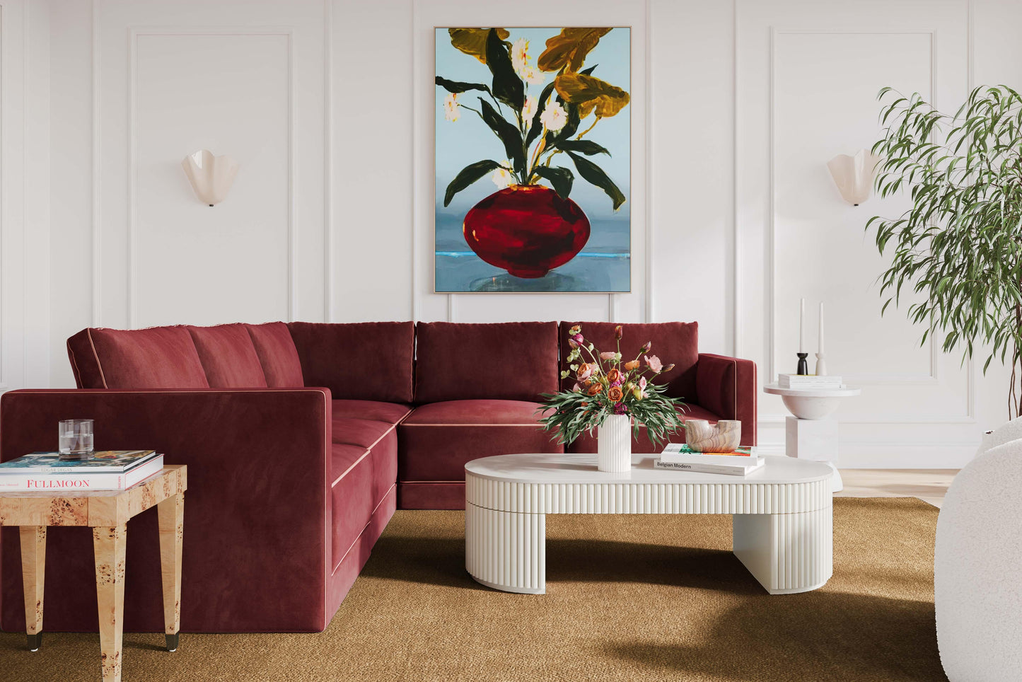 peele berry red modular l sectional