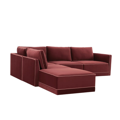Margaux Versailles 5-Piece Performance Velvet Modular Left Facing Sectional - image 1