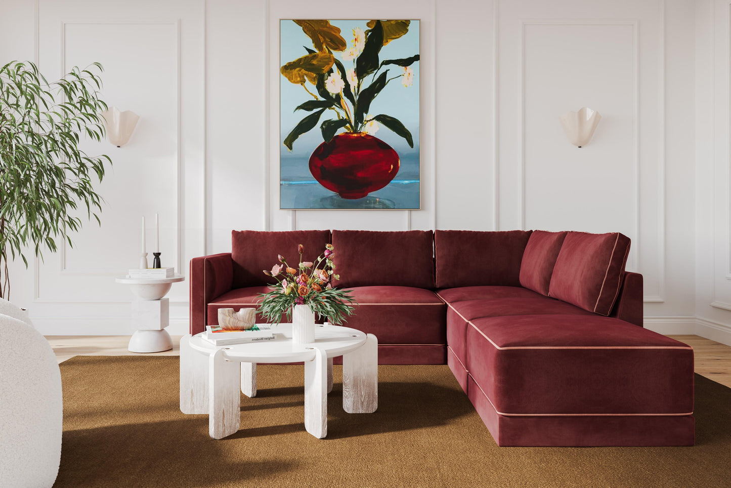 peele berry red modular raf sectional