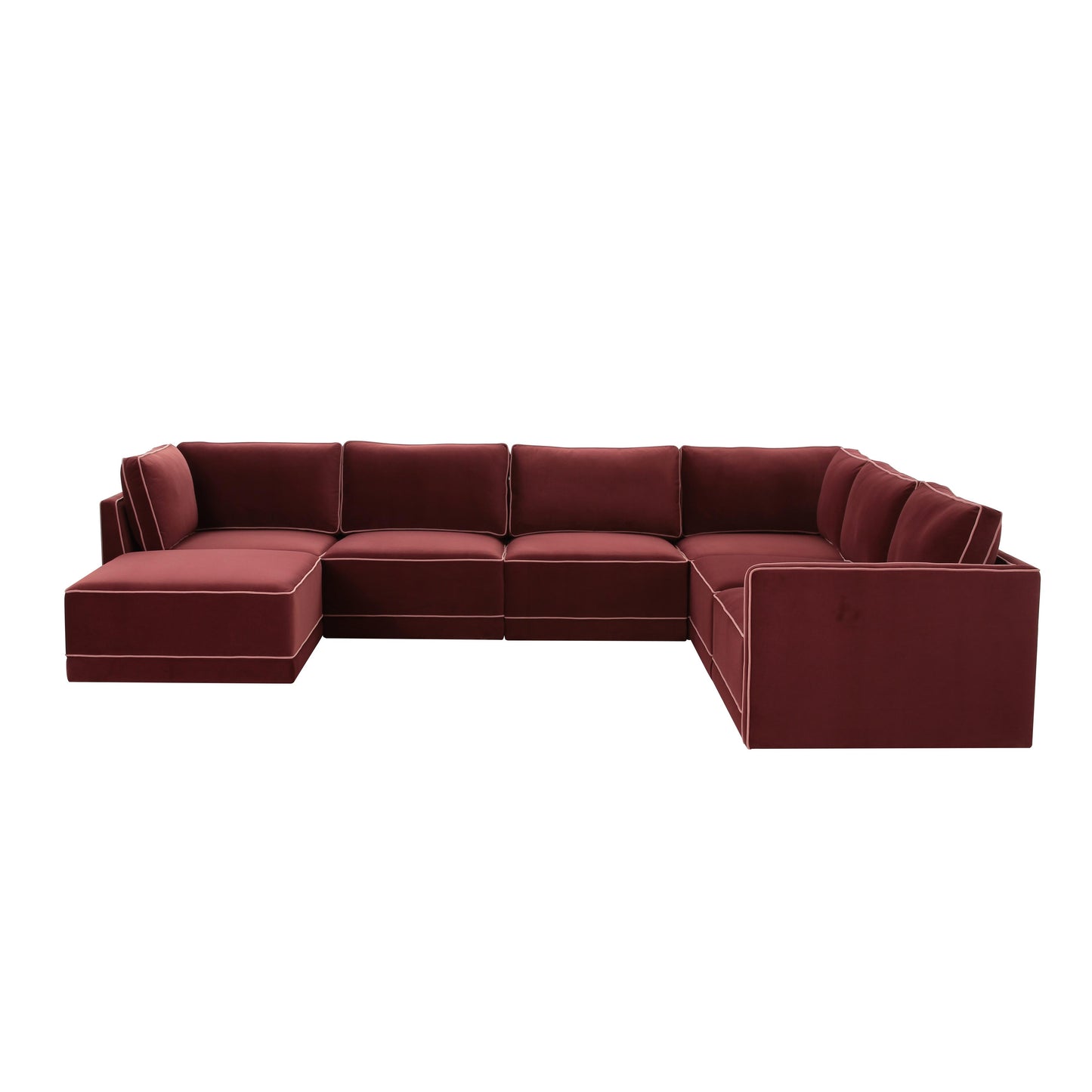 peele berry red modular large laf chaise sectional