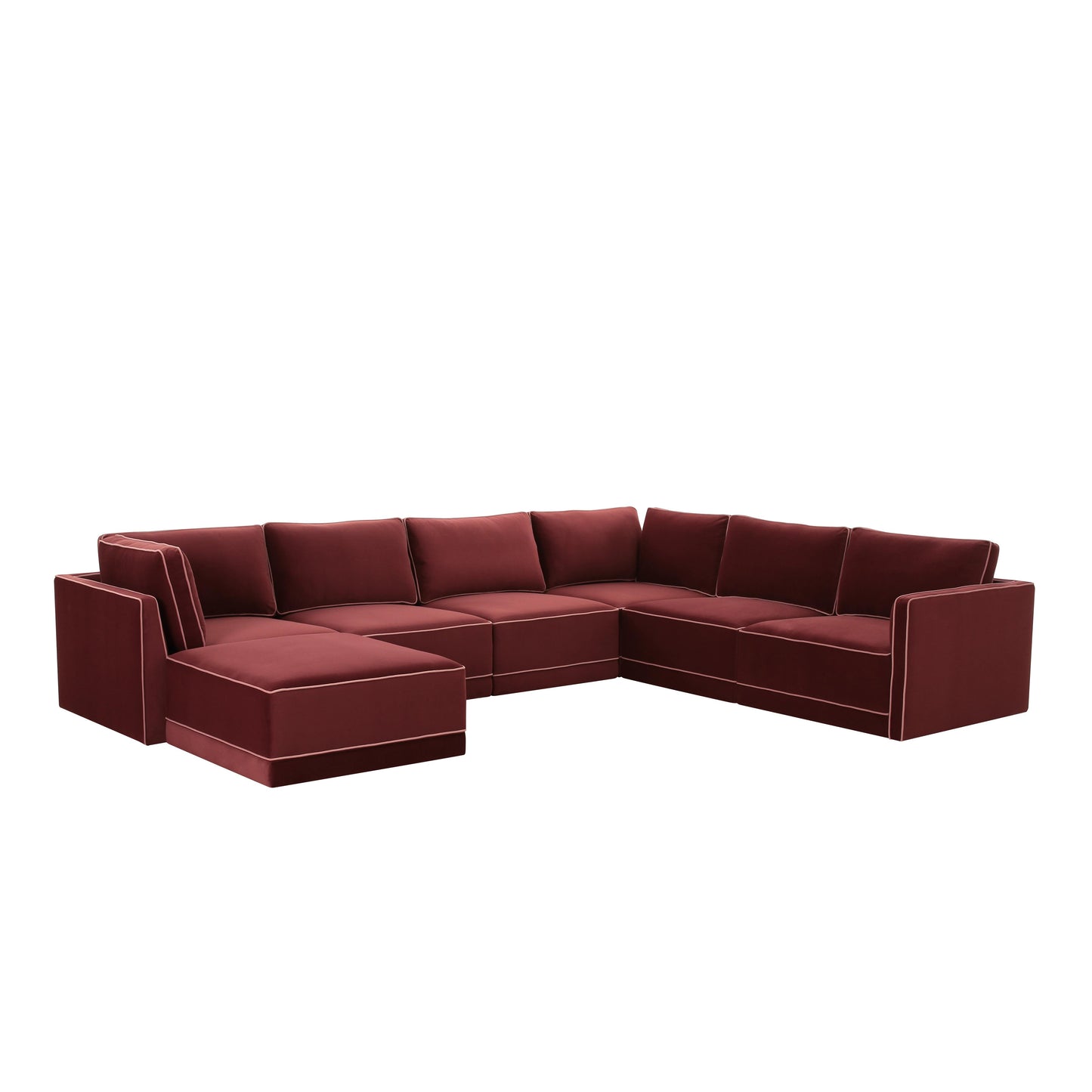 peele berry red modular large laf chaise sectional