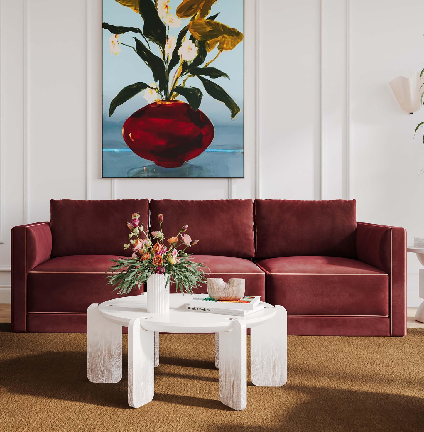 peele berry red modular sofa