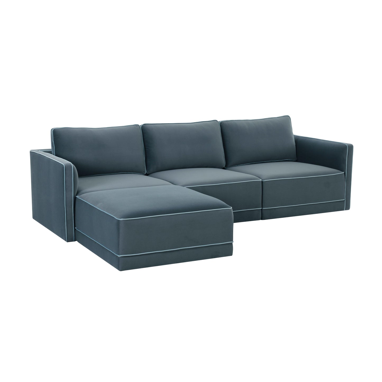 peele misty blue modular sectional