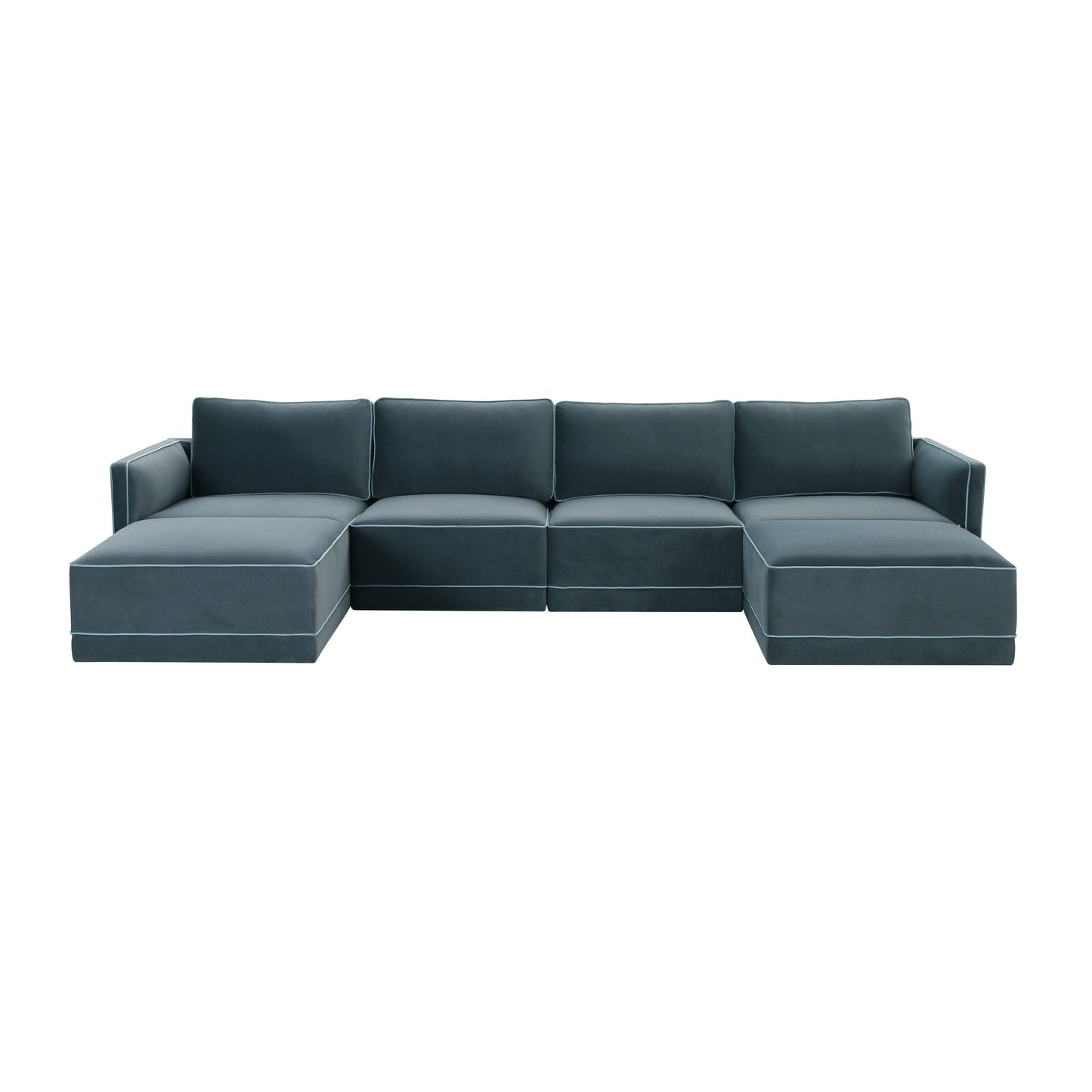 peele misty blue modular u sectional