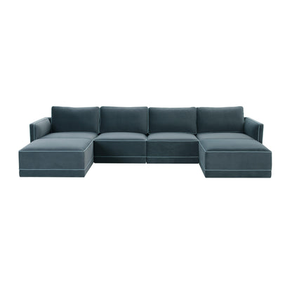 Peele Misty Blue Modular U Sectional