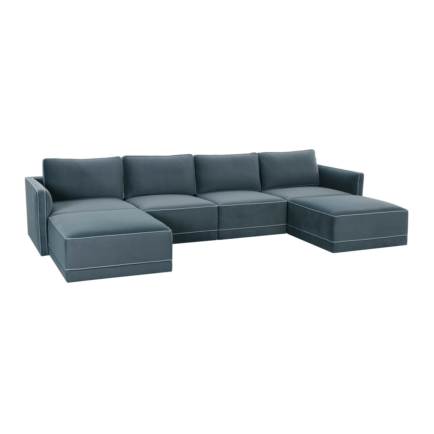 peele misty blue modular u sectional