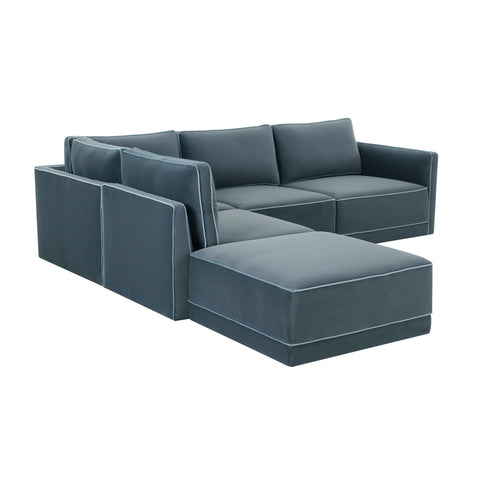 Margaux Versailles 5-Piece Performance Velvet Modular Left Facing Sectional - image 3