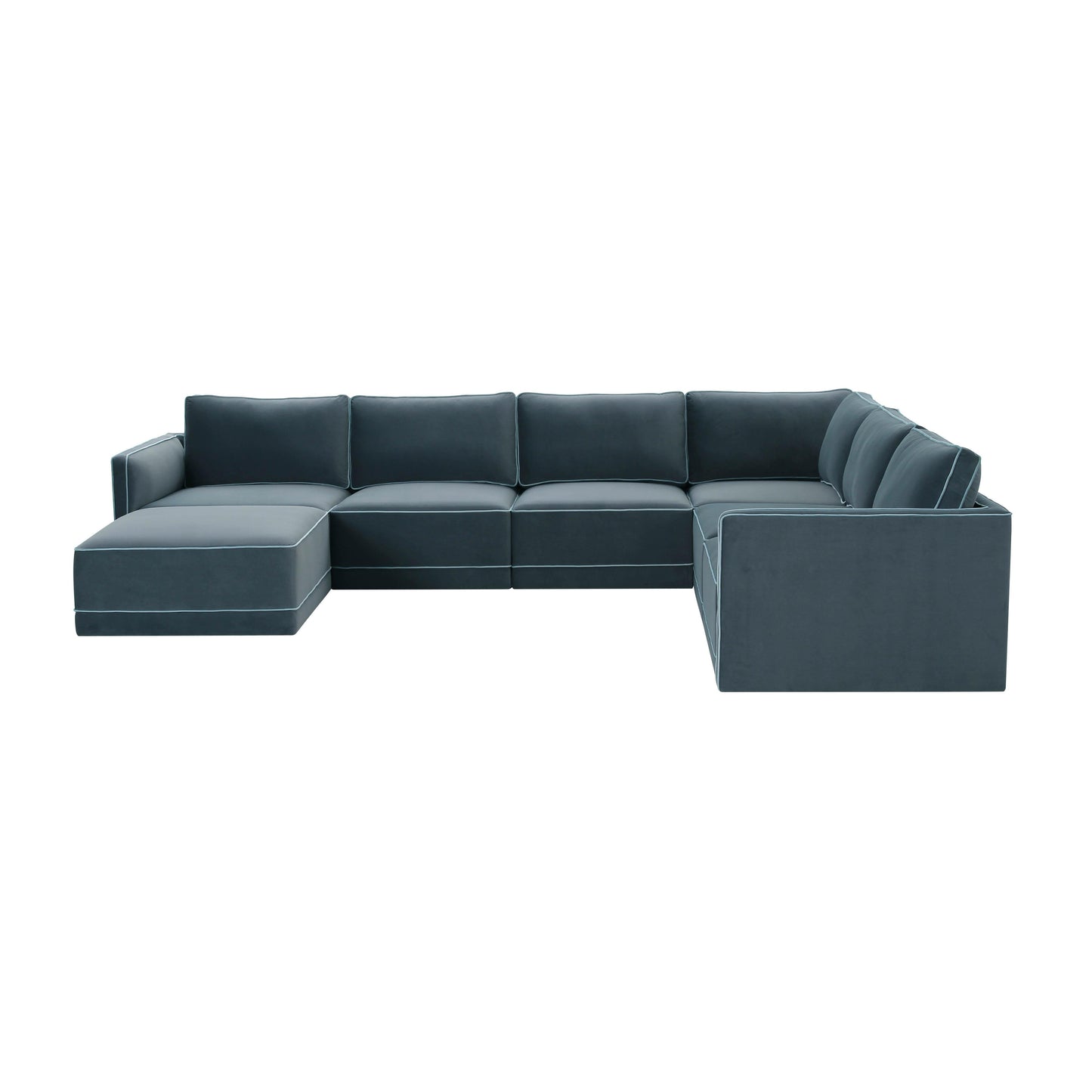 peele misty blue modular large chaise sectional