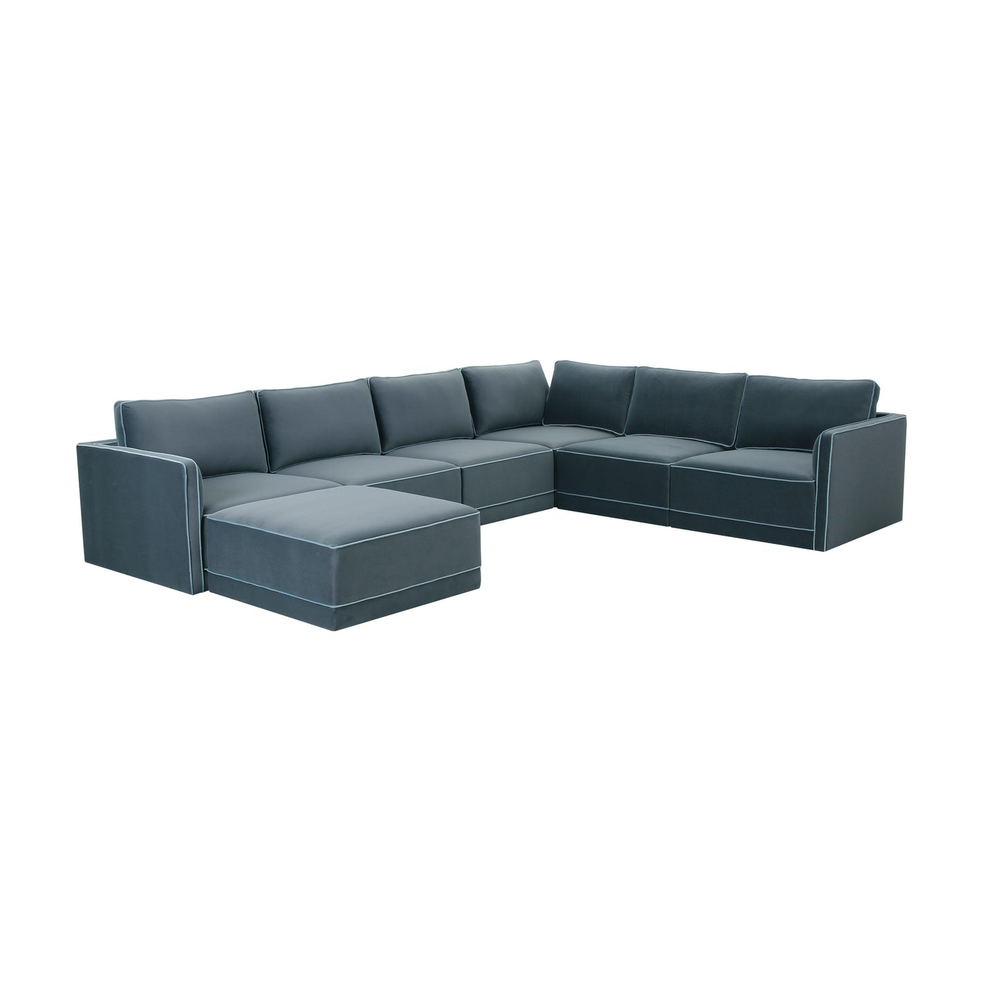 peele misty blue modular large chaise sectional