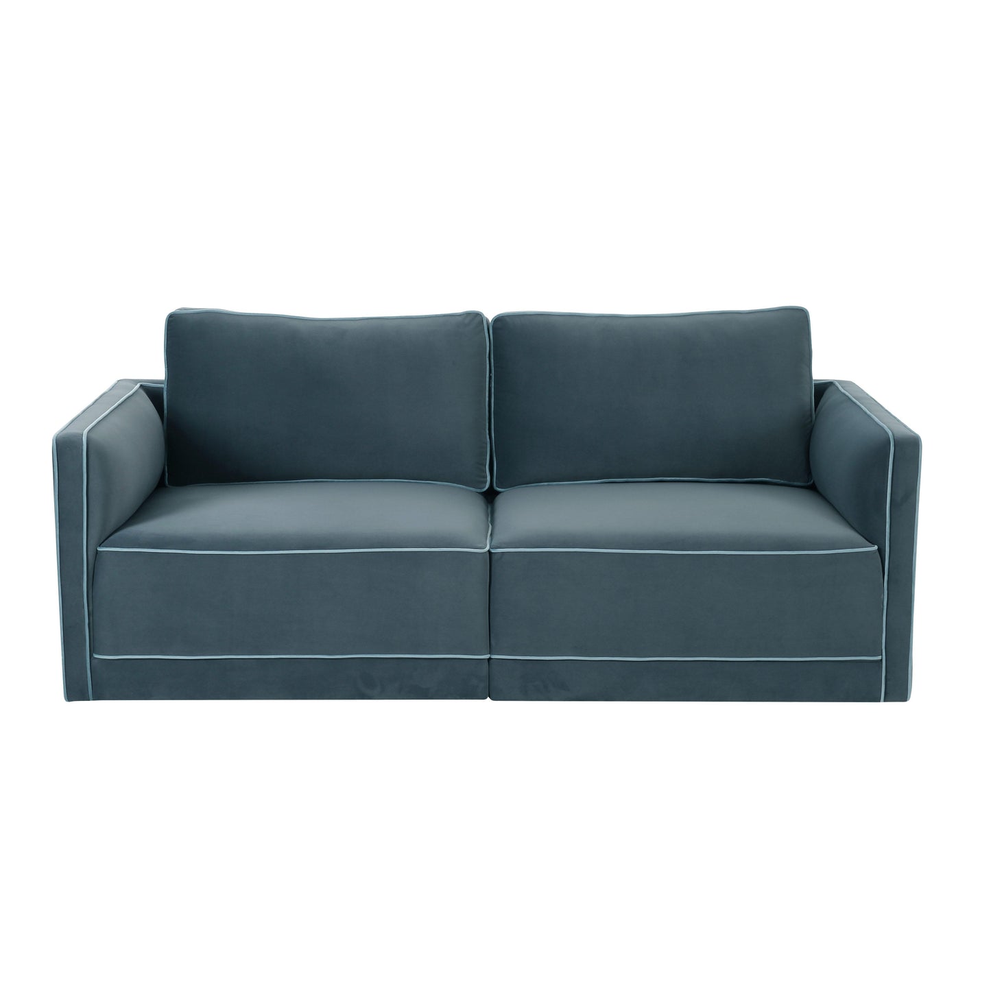 peele misty blue modular loveseat