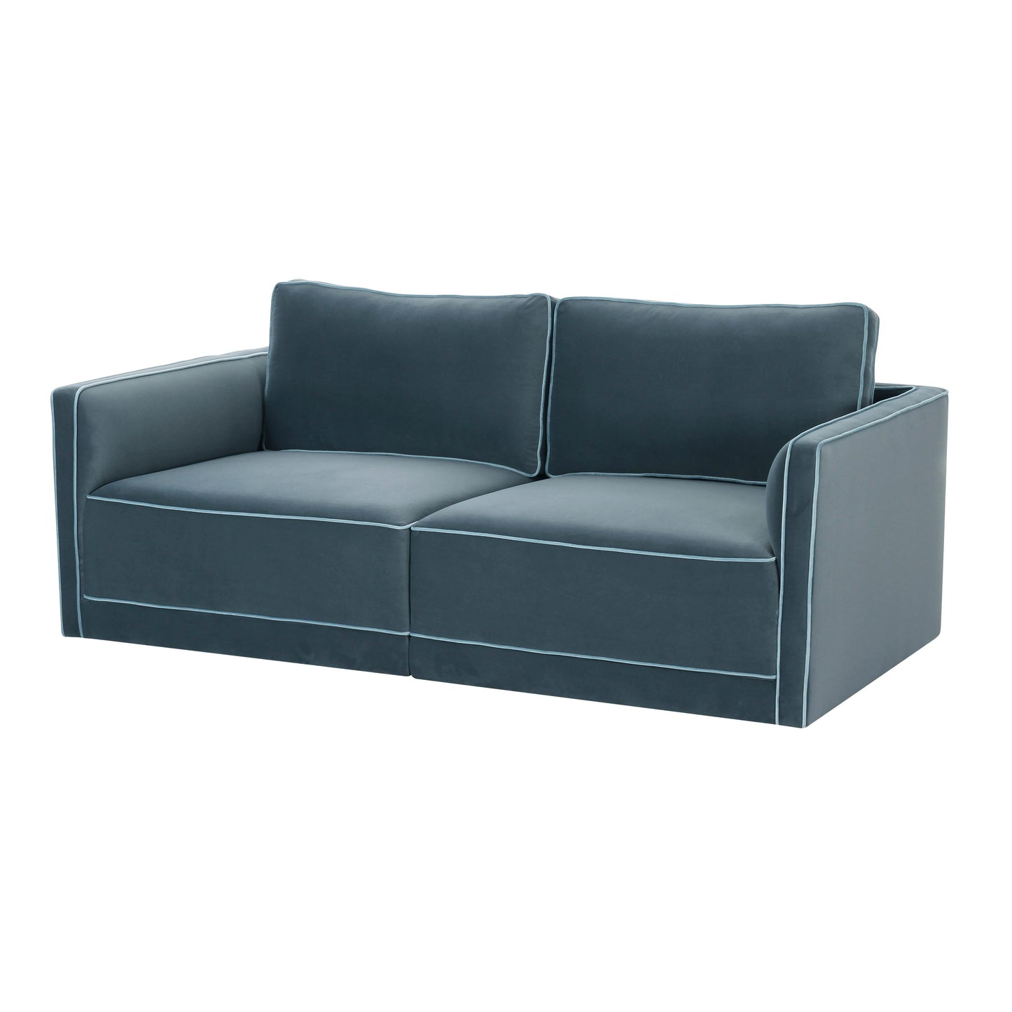 peele misty blue modular loveseat