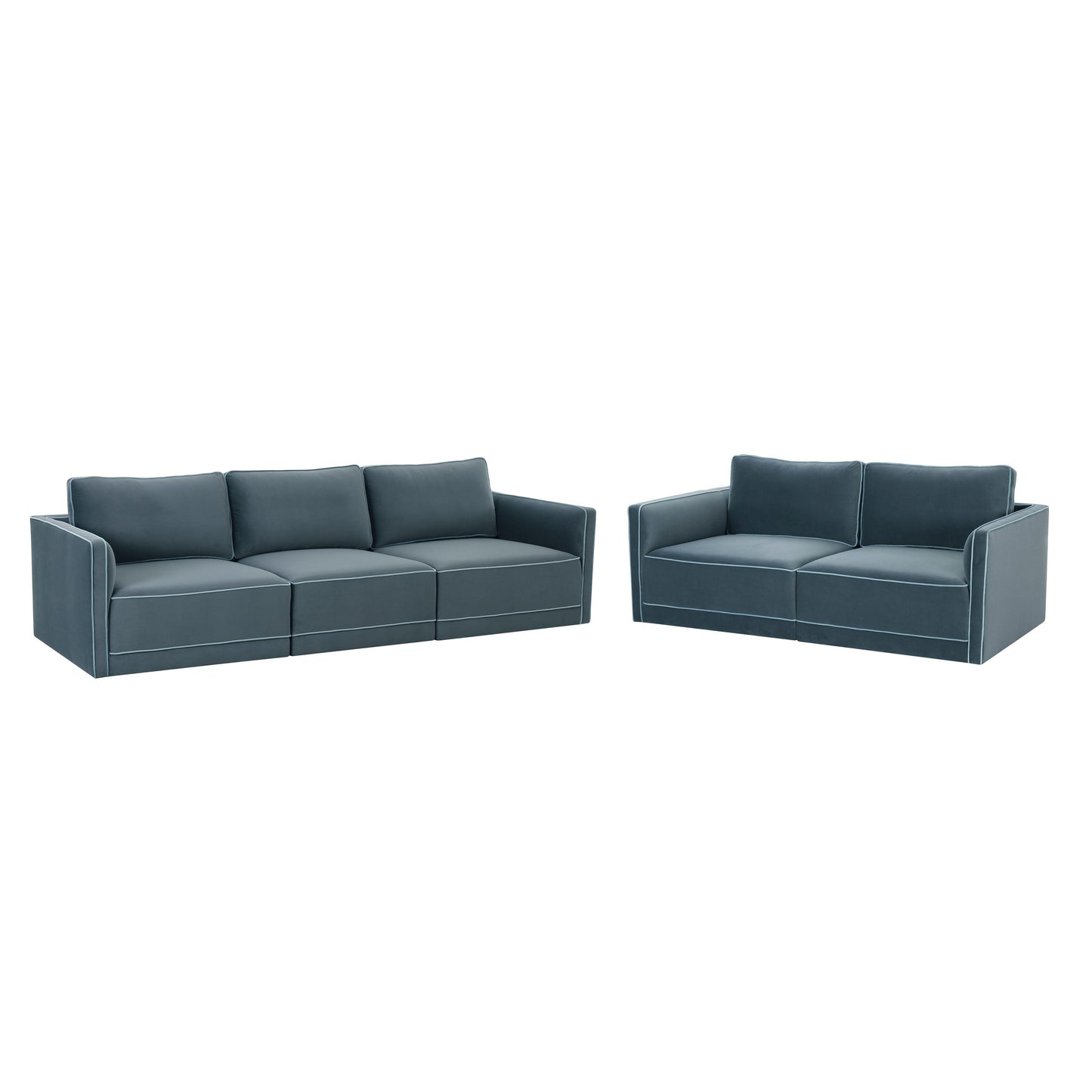 peele misty blue modular loveseat