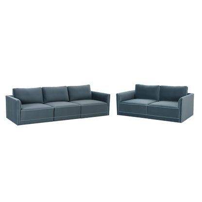 Peele Misty Blue Modular Loveseat