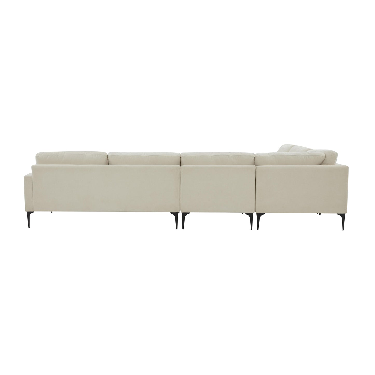 lana cream velvet large l-sectional with black legs