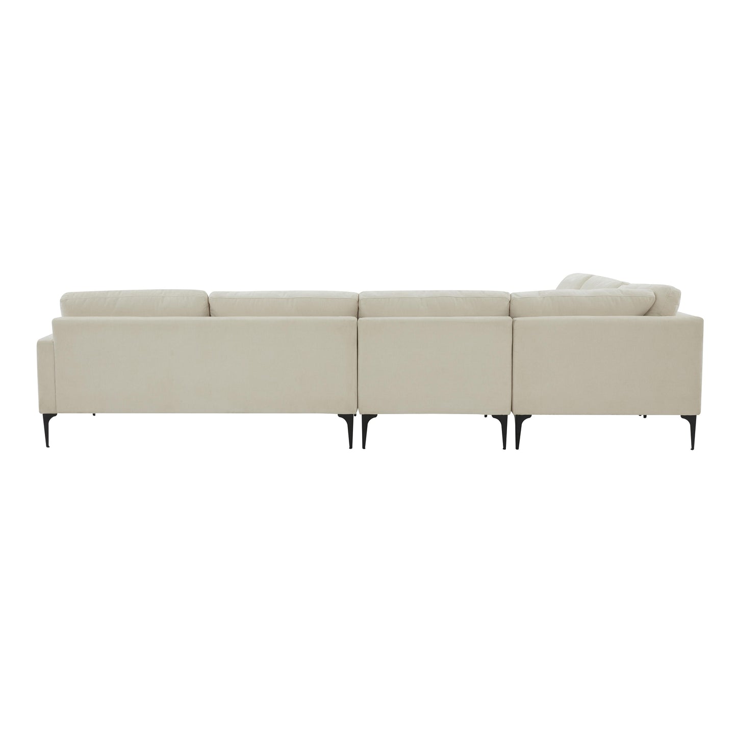 lana cream velvet large l-sectional with black legs