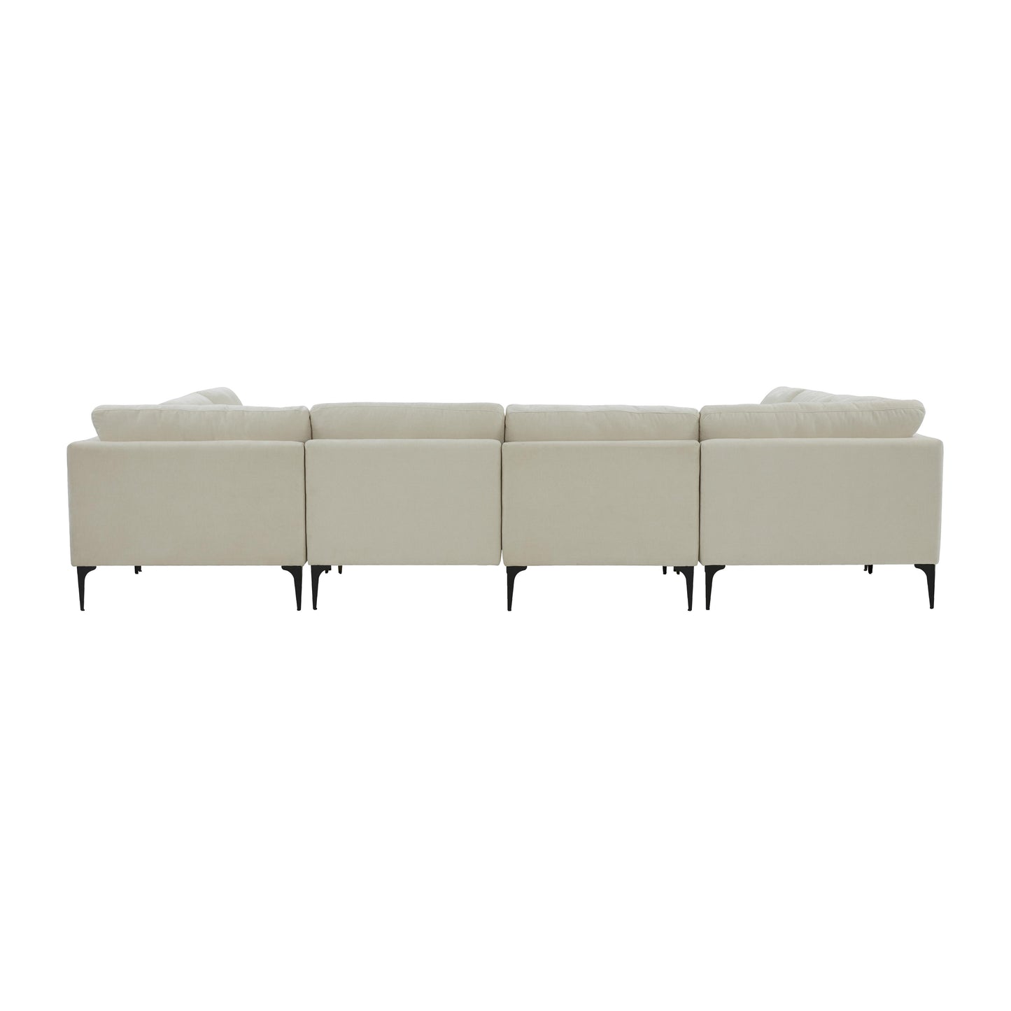 lana cream velvet u-sectional with black legs