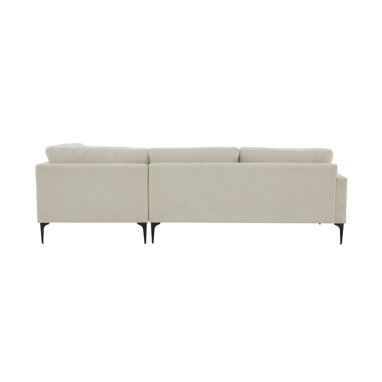 lana cream velvet raf chaise sectional with black legs