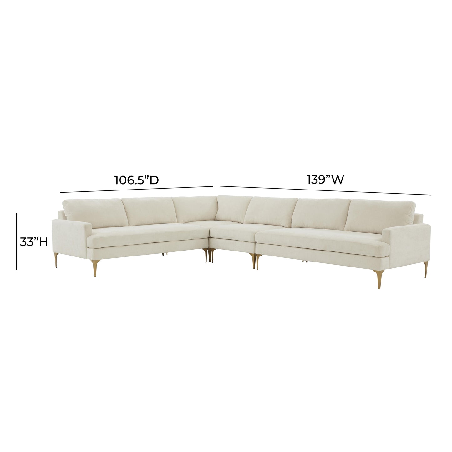 lana cream velvet large l-sectional