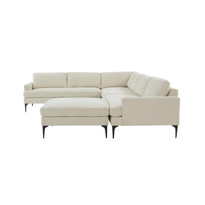 Lana Cream Velvet Large Chaise Sectional