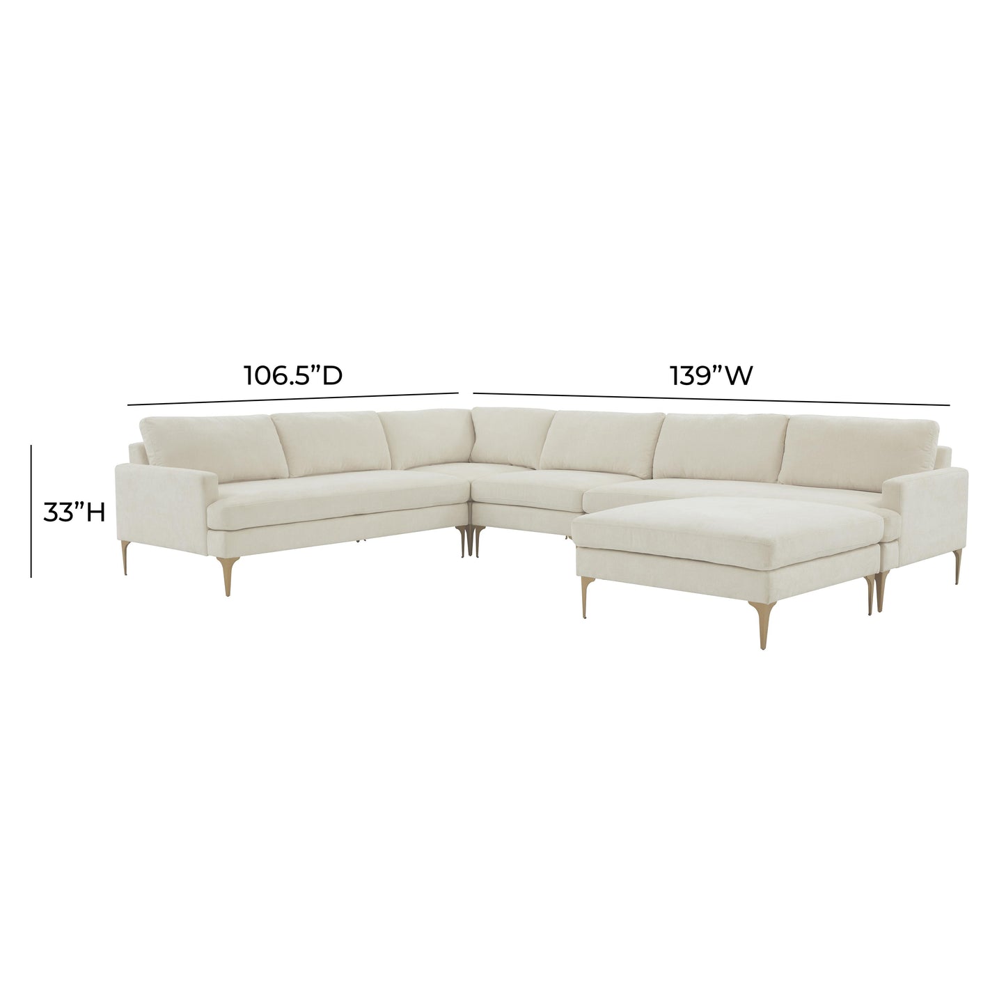 lana cream velvet large chaise sectional