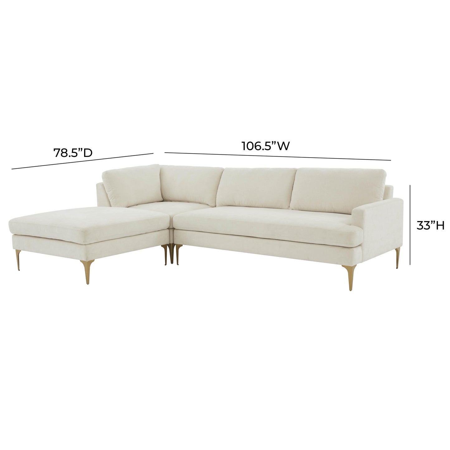 lana cream velvet laf chaise sectional