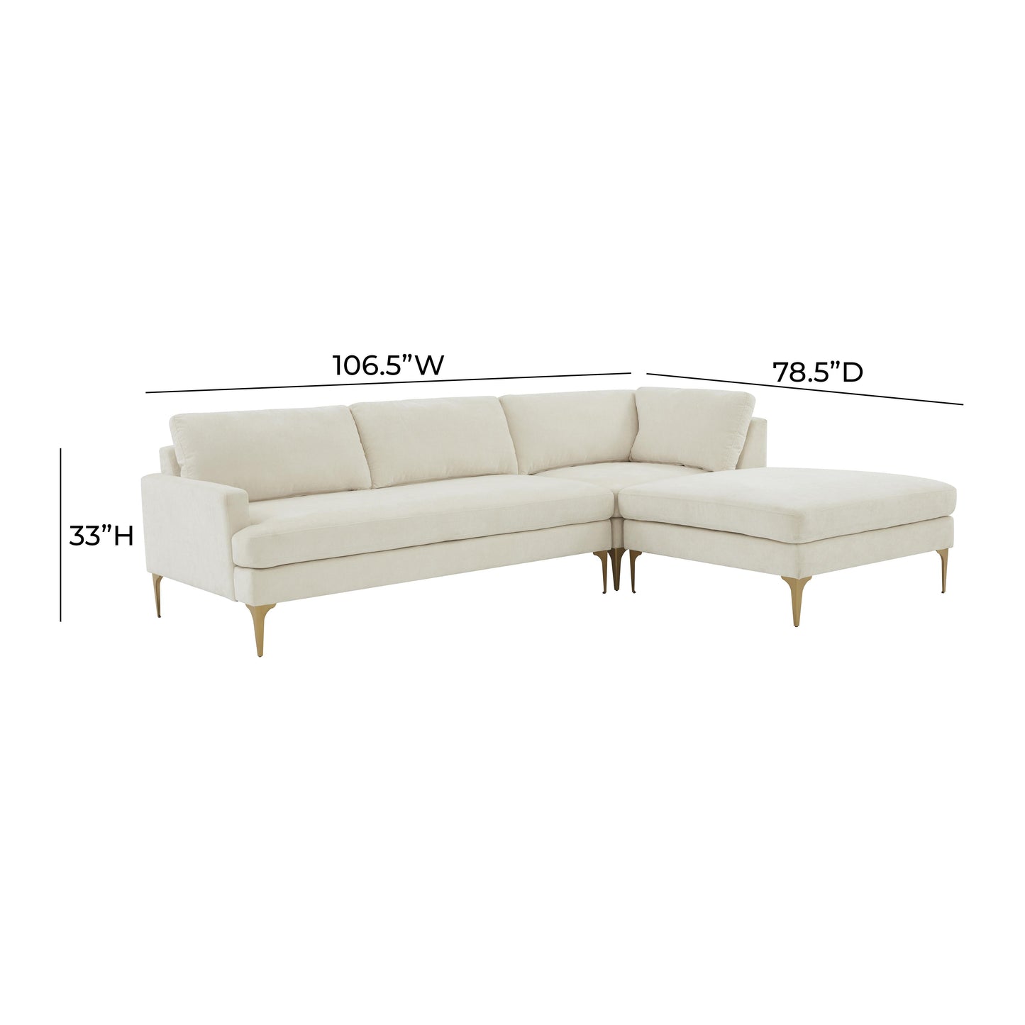 lana cream velvet raf chaise sectional