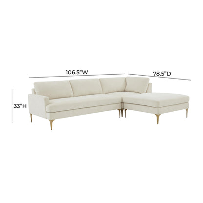 Lana Cream Velvet RAF Chaise Sectional