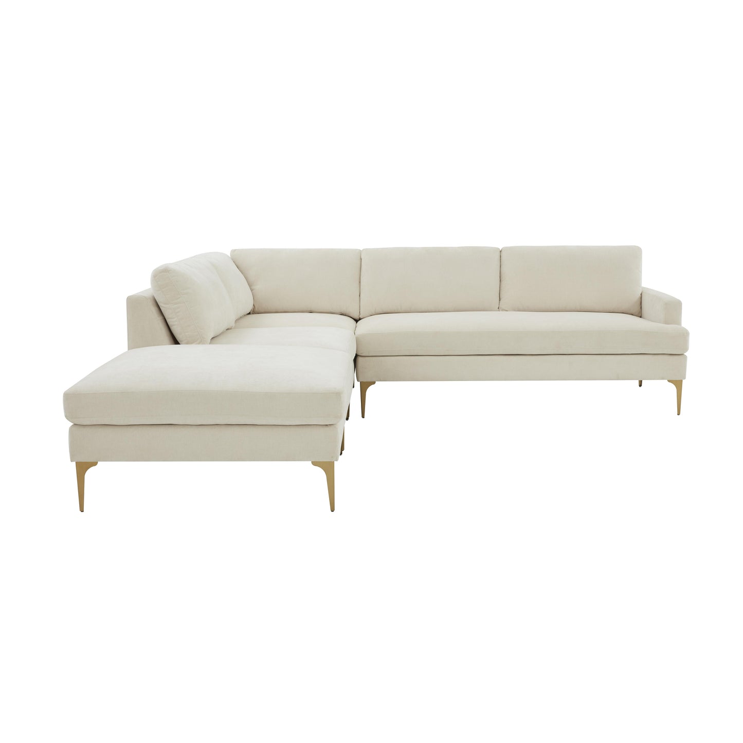 lana cream velvet large laf chaise sectional