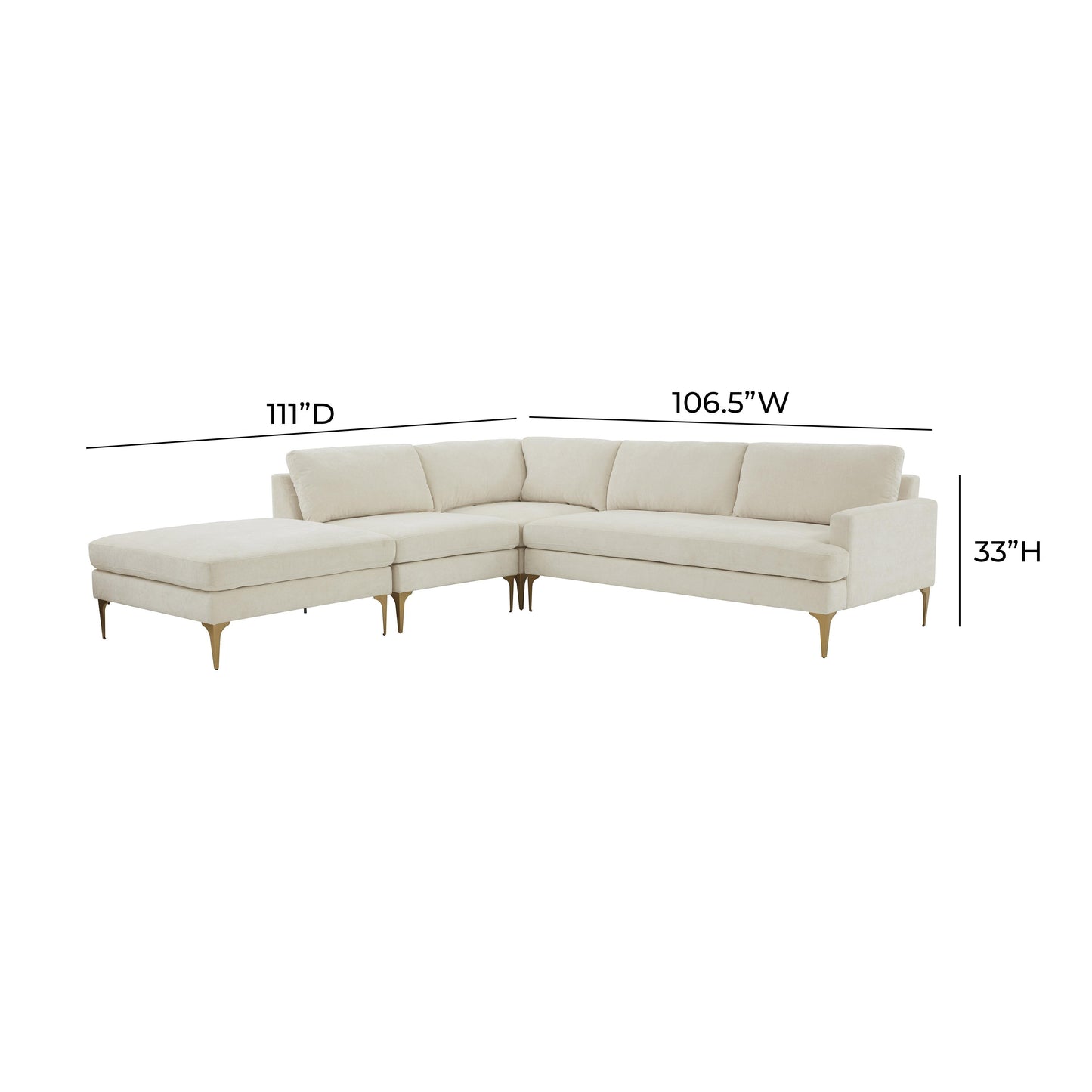 lana cream velvet large laf chaise sectional