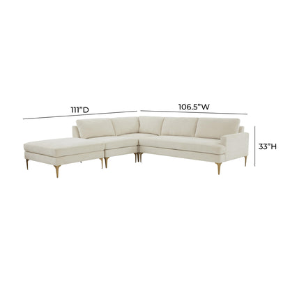 Lana Cream Velvet Large LAF Chaise Sectional