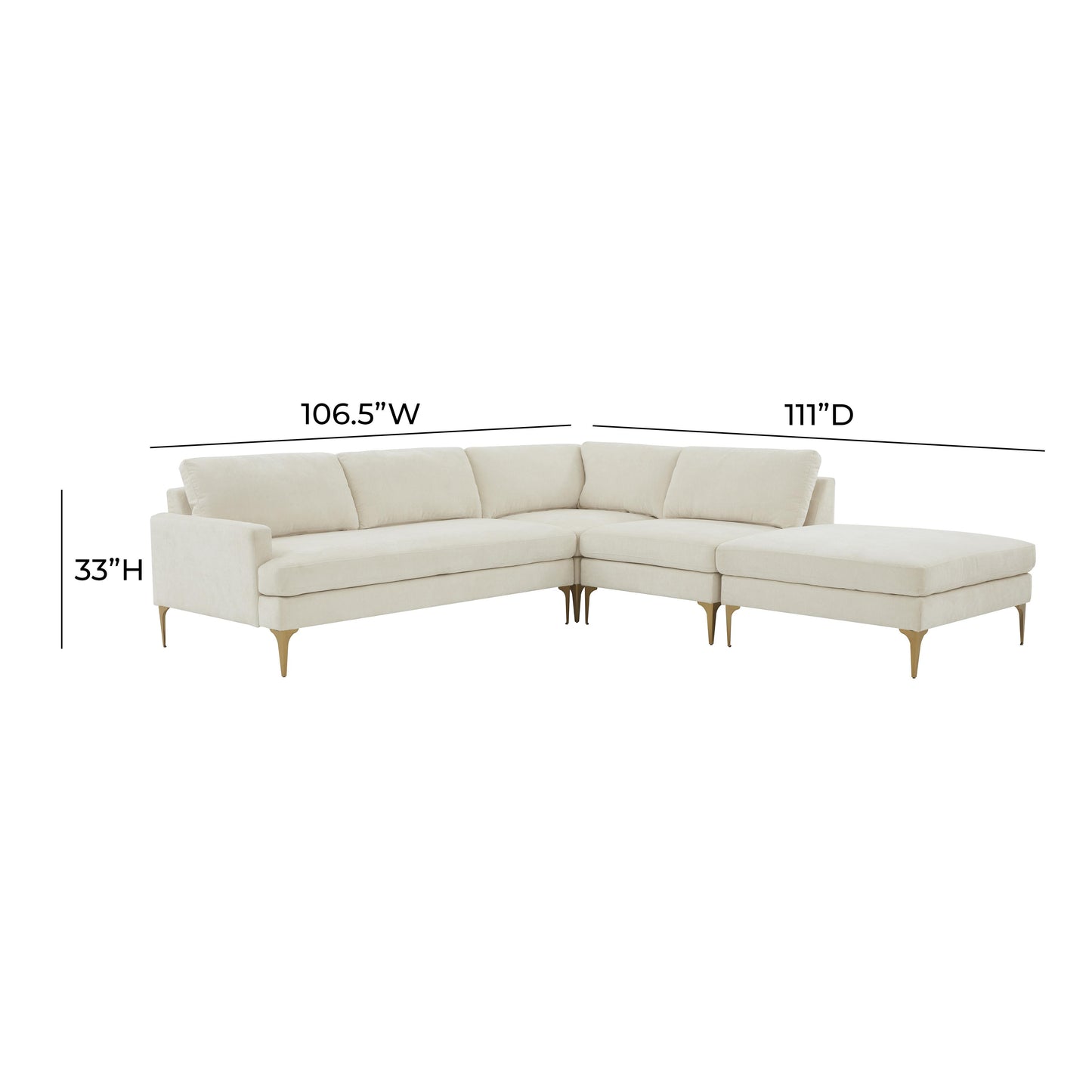 lana cream velvet large raf chaise sectional