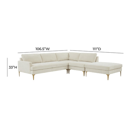 Lana Cream Velvet Large RAF Chaise Sectional