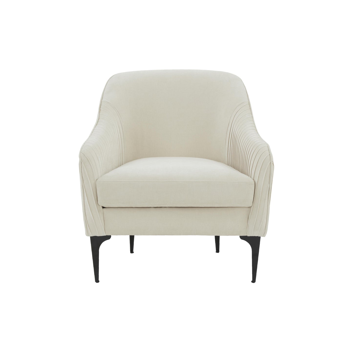 lana cream velvet accent chair with black legs