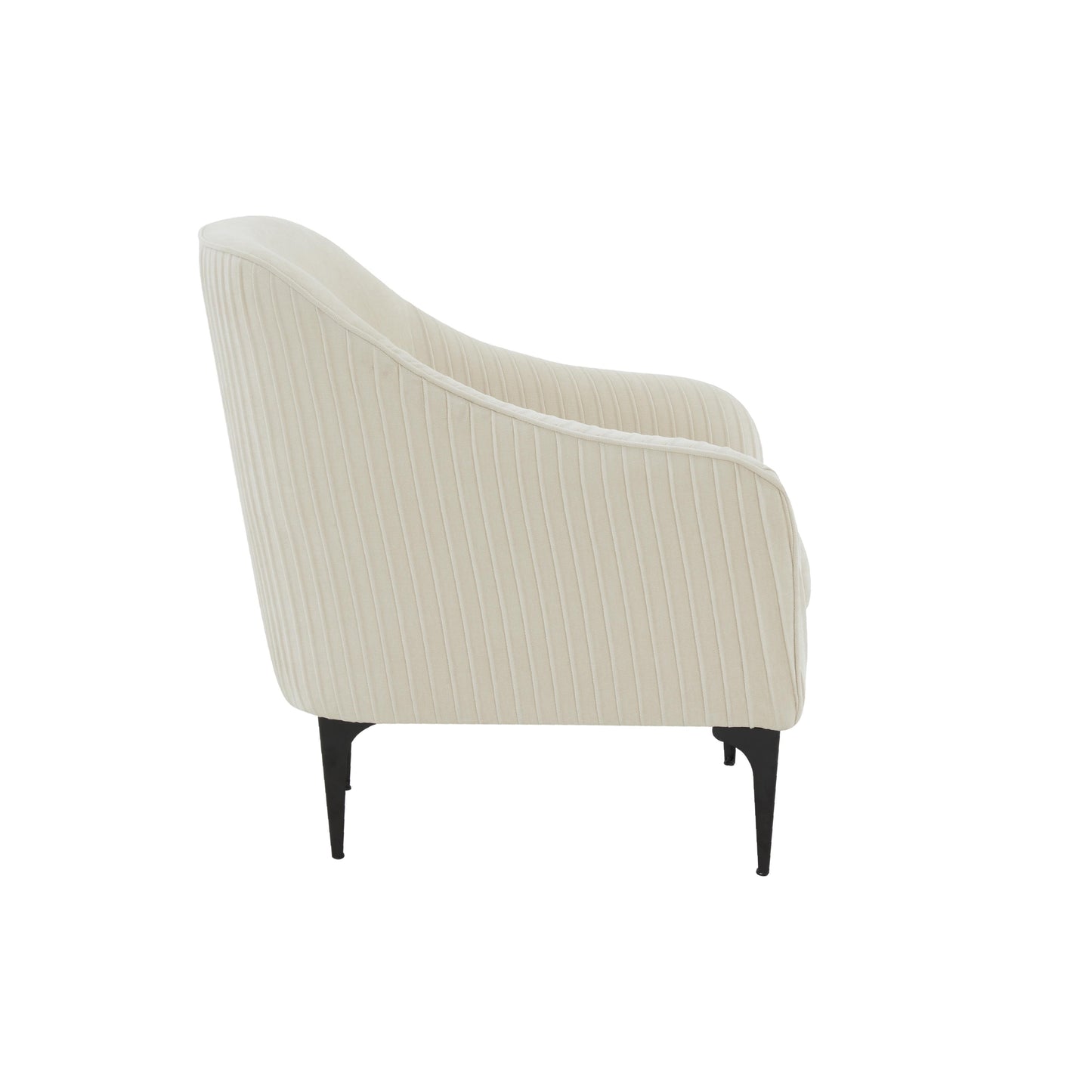 lana cream velvet accent chair with black legs