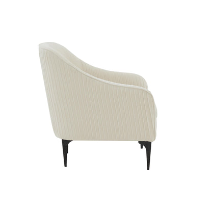 Lana Cream Velvet Accent Chair with Black Legs