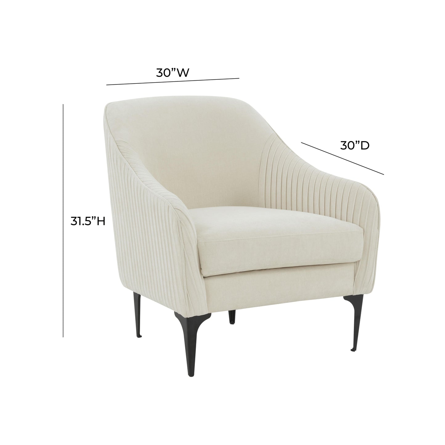 lana cream velvet accent chair with black legs