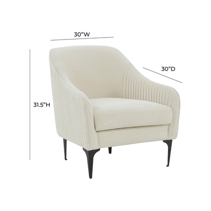 Lana Cream Velvet Accent Chair with Black Legs