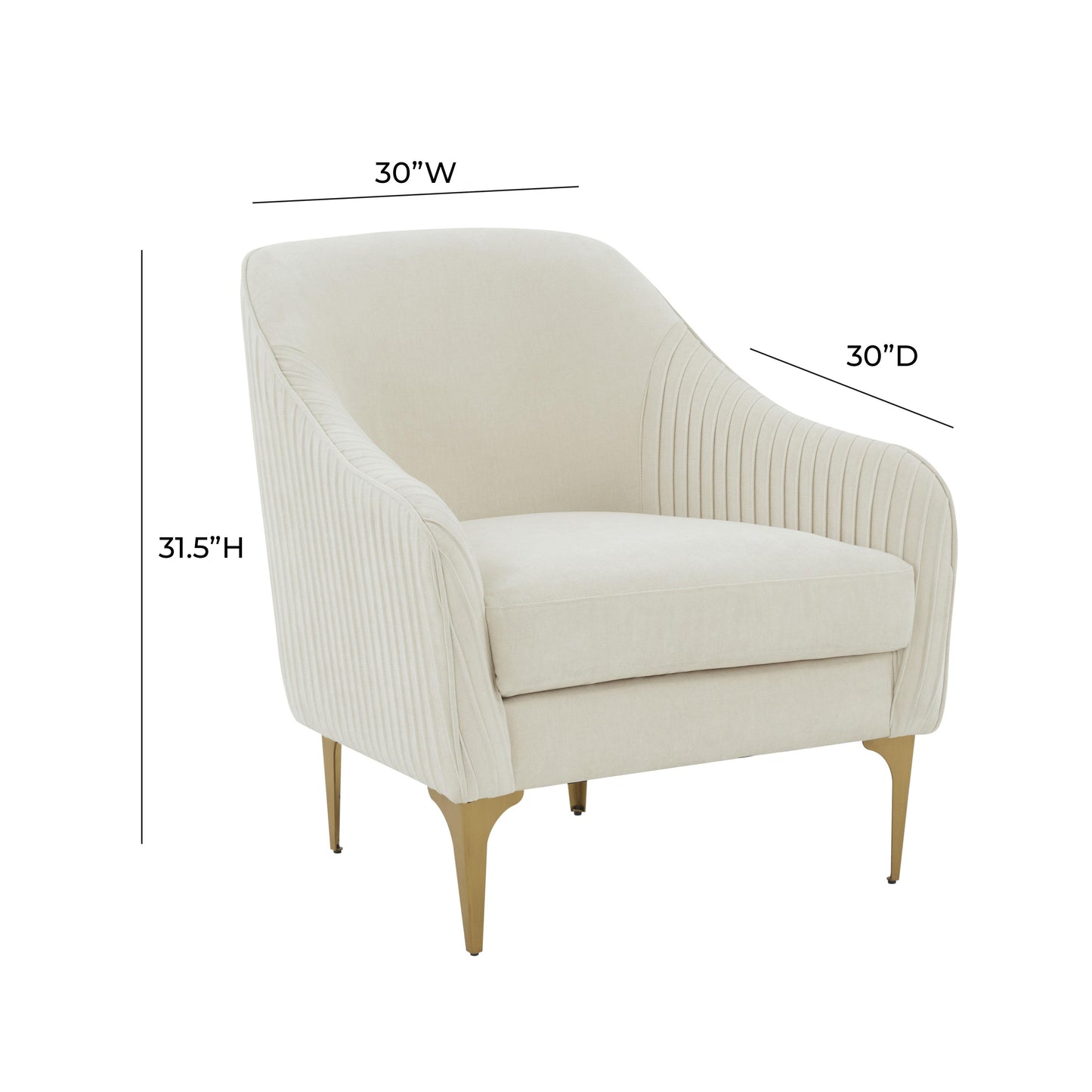 lana cream velvet accent chair